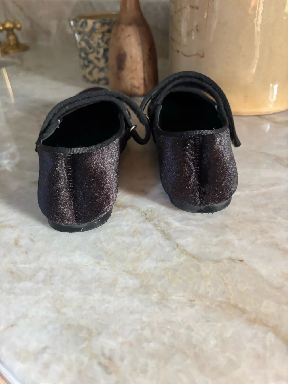 Black Velvet Mary Jane Kids Shoes